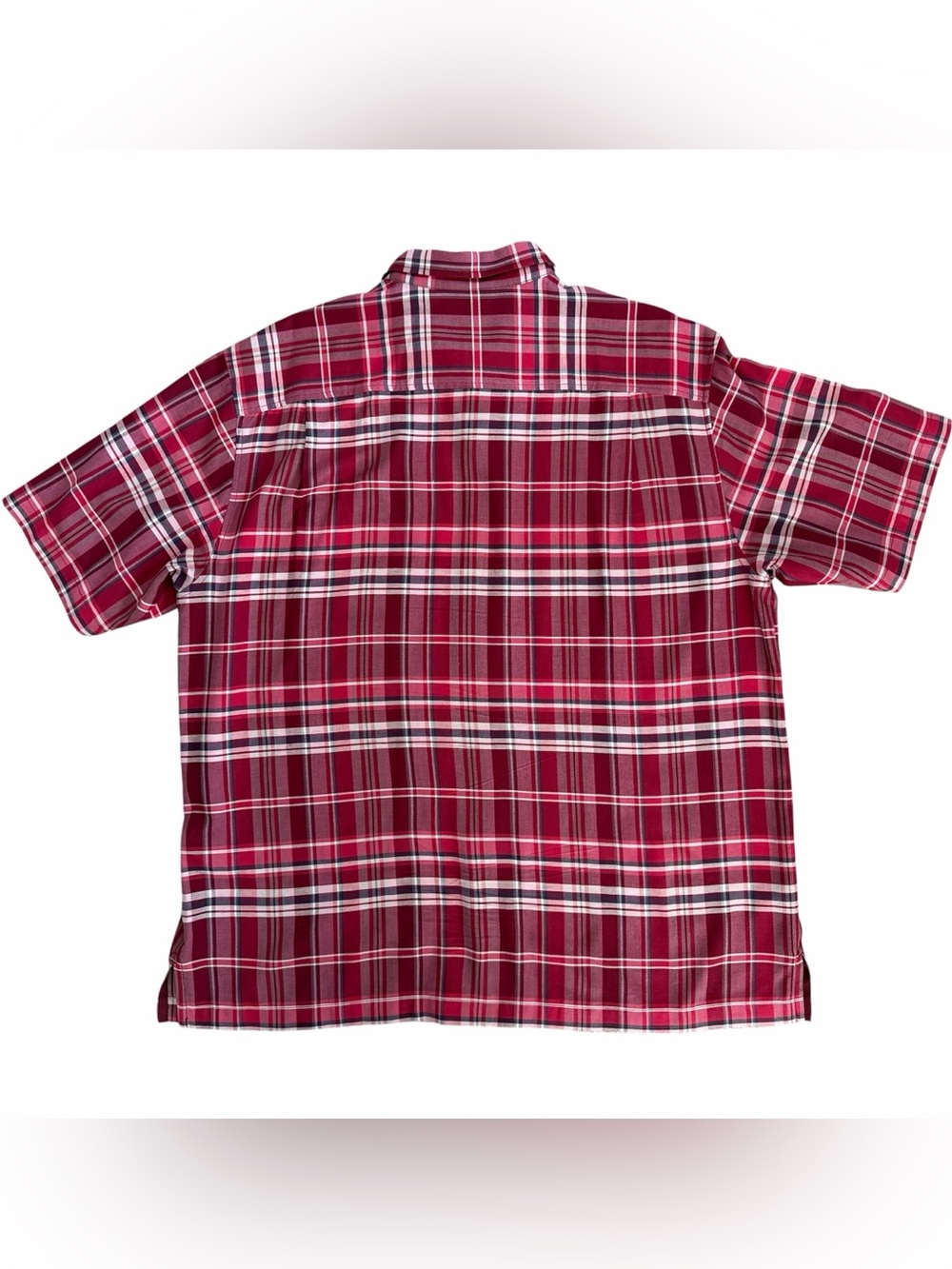 Tommy Bahama Red Plaid 100% Silk Short-Sleeve Button-Down Shirt XL - Picture 2 of 4